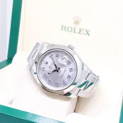 ROLEX 41MM OYSTER PERPETUAL SILVER ARABIC DIAL DATEJUST REF: 116300 (2016)