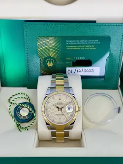 ROLEX DATEJUST MENS 41MM 126333 18K YG & SS CHAMP MOTIF 2023 BOX AND PAPERS