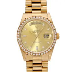 ROLEX DAY-DATE 18348A CHAMPAGNE/DIAMOND WATCH 670050