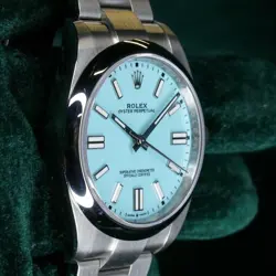 ROLEX OYSTER PERPETUAL 41 “TIFFANY” BLUE TURQUOISE FULL SET MINT 124300