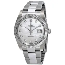 ROLEX DATEJUST 41 AUTOMATIC WHITE MOP DIAMOND DIAL MEN'S WATCH 126334MDO