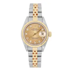 ROLEX DATEJUST 26MM 18K YELLOW GOLD STEEL DIAMOND DIAL LADIES WATCH 69173