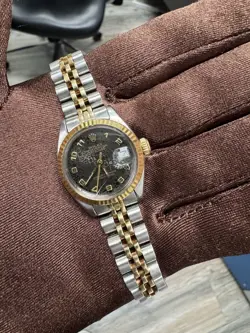 ROLEX NICE LADIES DJ 26MM FACTORY BLACK COMPUTER DIAL