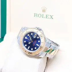 ROLEX 35MM OYSTER PERPETUAL 18K HALF GOLD BLUE DIAL YACHTMASTER REF: 168623