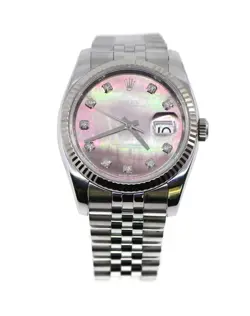 ROLEX DATEJUST BLACK MOP DIAMOND STAINLESS STEEL WATCH 116234