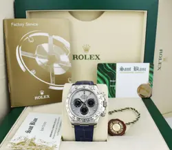 ROLEX - 18KT WHITE GOLD DAYTONA PANDA INDEX DIAL BLUE STRAP - 116519 SANT BLANC