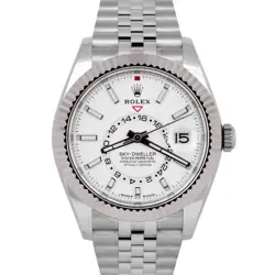 NEW MAR. 2025 PAPERS ROLEX SKY-DWELLER WHITE 42MM JUBILEE STEEL WATCH 336934 BOX