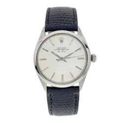 ROLEX AIR KING STAINLESS STEEL SILVER DIAL 34MM AUTOMATIC MEN'S WATCH 5500