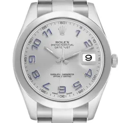 ROLEX DATEJUST II 41MM BLUE NUMERALS STEEL MENS WATCH 116300 BOX CARD