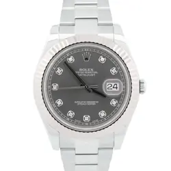 MINT PAPERS Rolex DateJust II 41mm RHODIUM DIAMOND Steel 18K Gold 116334 BOX