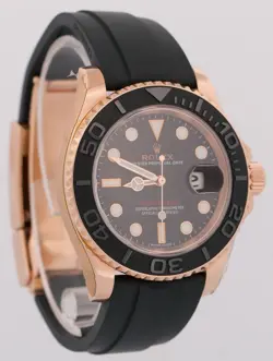 MINT Rolex Yacht-Master BLACK 18K Rose Gold Oysterflex Rubber 40mm 116655 Watch
