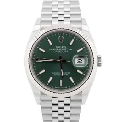 MINT 2024 ROLEX DATEJUST 36 MINT GREEN STAINLESS STEEL JUBILEE 18K 126234 WATCH