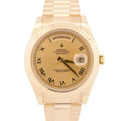 MINT PAPERS ROLEX DAY-DATE II 41MM CHAMPAGNE ROMAN 18K YELLOW GOLD 218238 BOX