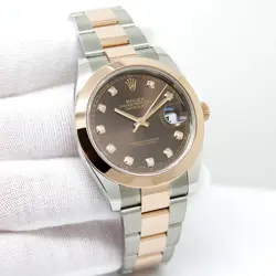 ROLEX 126301 DATEJUST 41 18K/SS WITH CHOCOLATE DIAMOND DIAL ON OYSTER