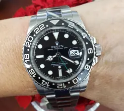 40MM ROLEX GMT-MASTER II BLACK CERAMIC STAINLESS STEEL OYSTER AUTOMATIC 116710LN