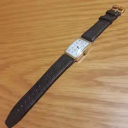 Rolex 18K/750 solid gold small second hand winding men's watch Leather Rare Junk