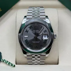 ROLEX DATEJUST 41 NEW 2025 WIMBLEDON GRAY GREEN DIAL JUBILEE SMOOTH BEZEL