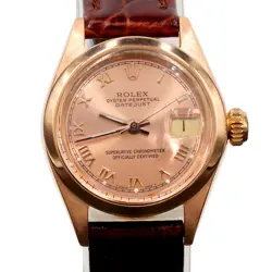 LADIES ROLEX 18K ROSE GOLD DATEJUST WATCH MODEL REF. 6916 WITH PINK SALMON DIAL