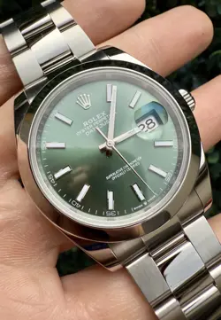 2024 PAPERS ROLEX DATEJUST 41 MINT GREEN STAINLESS STEEL OYSTER 126300 BOX CARD