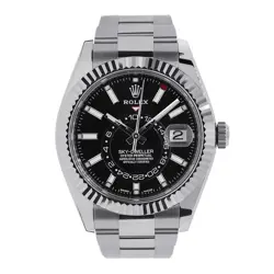 ROLEX SKY-DWELLER WATCH 42MM BLACK INDEX HOUR MARKERS DIAL STAINLESS STEEL