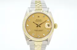 ROLEX DATEJUST 31MM 68273 CHAMPAGNE DIAMOND DIAL 1988 WATCH BOX & PAPERS