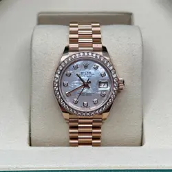 ROLEX LADY-DATEJUST MOTHER OF PEARL DIAL DIAMOND BEZEL ROSE GOLD PRESIDENT