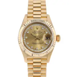ROLEX DATEJUST CIRCLE DIAMOND 69178LB CHAMPAGNE GOLD W NUMBER SECOND HAND WOMEN