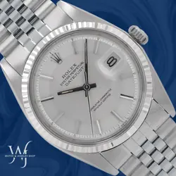 ROLEX DATEJUST 1601 36MM MENS STEEL SILVER INDEX DIAL FLUTED BEZEL JUBILEE BAND