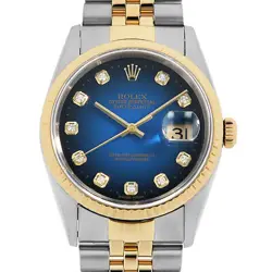 ROLEX DATEJUST 10P DIAMOND 16233G BLUE GRADATION T NUMBER SECOND HAND MENS