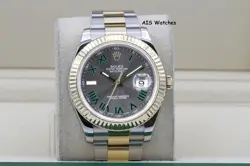 ROLEX 116333 DATEJUST II 18K YG/SS SLATE ROMAN WIMBLEDON DIAL OYSTER BOX &
