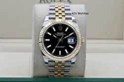 ROLEX 126333 DATEJUST 41MM 18K YG/SS BLACK STICK DIAL JUBILEE B&P