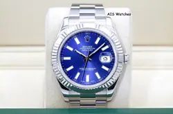 ROLEX DATEJUST II 41MM 116334 BLUE STICK DIAL STAINLESS STEEL 2015 BOX & PAPERS