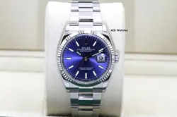 ROLEX DATEJUST 36MM 126234 OYSTER BLUE STICK DIAL STAINLESS STEEL B&P