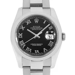 ROLEX DATEJUST 116200 BLACK ROMAN 3 ROW OYSTER BRACELET Z NUMBER SECOND HAND...