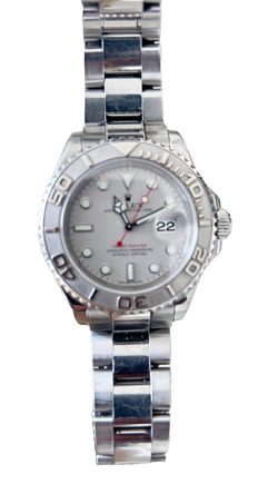 Up For Sale Pre-Owned Rolex Yachtmaster 40mm Steel Platinum Dial Bazel Watch