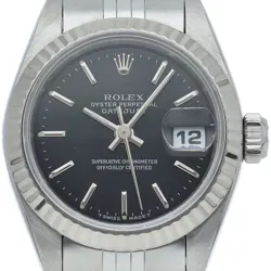 ROLEX DATEJUST LADIES WATCH 69174(W) K18WG/STAINLESS STEEL WOMENWATCH BLACK USED