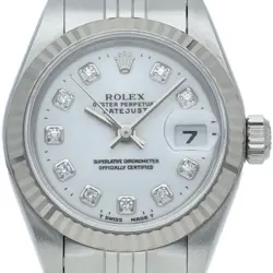 ROLEX DATEJUST LADIES WATCH 10P DIAMOND OVERHAULED 69174G(U) K18WG/STAINLESS...