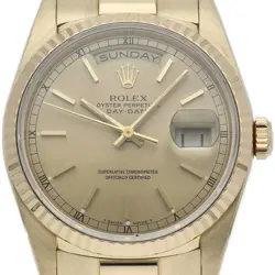 ROLEX DAY DATE WATCH 18238(L) 18K YELLOW GOLD MENSWATCH CHAMPAGNE COLOR USED