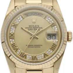 ROLEX DAY-DATE WATCH WITH MILLIARD DIAMONDS 18238MR(W) 18K YELLOW GOLD MENSW...