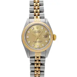 ROLEX DATEJUST 69173G 97 SERIES (MANUFACTURED IN 1986) CHAMPAGNE/DIAMOND LAD...
