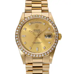ROLEX DAY-DATE DIAMOND 18348A W (1995) DIAMOND MEN'S AUTOMATIC #GZ027