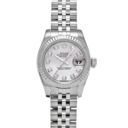 ROLEX DATEJUST 179174NG WHITE SHELL/DIAMOND WATCH 674845