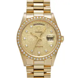 ROLEX DAY-DATE 18348G CHAMPAGNE COMPUTER/DIAMOND WATCH 674856