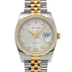 ROLEX DATEJUST 116233G SILVER COMPUTER/DIAMOND WATCH 674828
