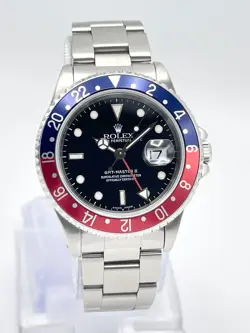 ROLEX GMT MASTER II DATE 16710 40MM PEPSI BLACK DIAL BLUE RED BEZEL STEEL PAPERS