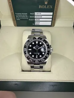ROLEX GMT-MASTER II 40MM BLACK DIAL OYSTER BRACELET 116710LN BOX & PAPERS 2013