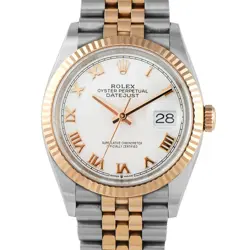 ROLEX DATEJUST 36 WHITE ROMAN DIAL TWO-TONE JUBILEE WATCH 126231