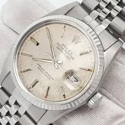 ROLEX DATEJUST 36MM SILVER LINEN DIAL WHITE GOLD FLUTED STEEL JUBILEE 16014