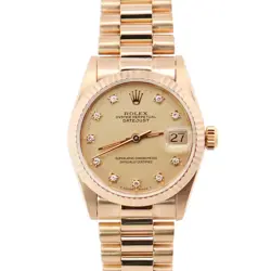 ROLEX DATEJUST 31MM CHAMPAGNE DIAL WATCH 68278 YG