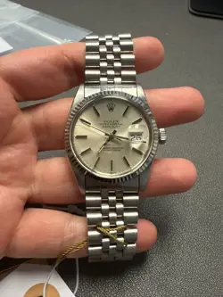 ROLEX DATEJUST 36 16014 WHITE GOLD BEZEL WRISTWATCH - SILVER DIAL, JUBILEE - ...